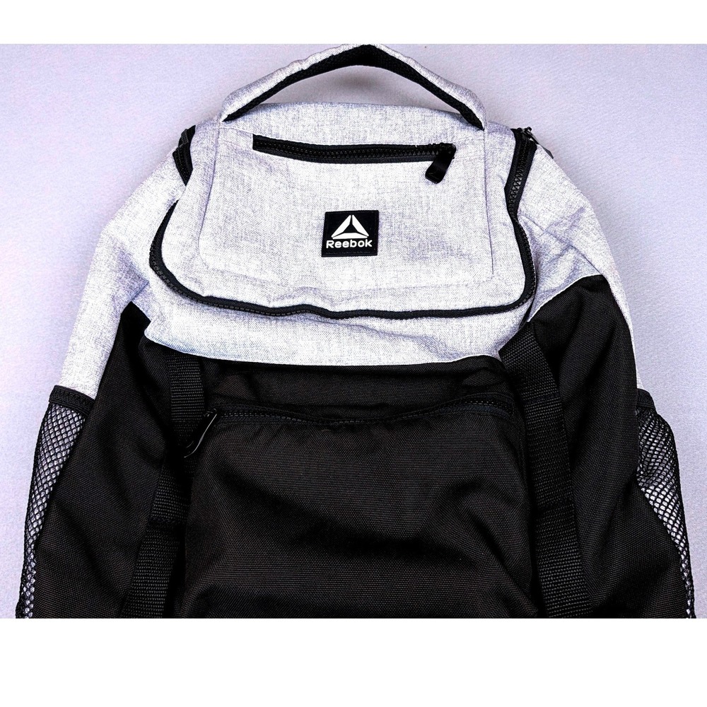 Reebok Backpack Grey Black Colorblock School Travel Laptop Bag Mesh‎ Pockets